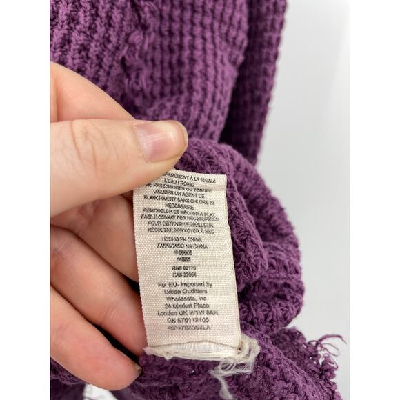 Free People Sweater Womens XS Sunrise Pullover Purple Cold Shoulder Thermal - Picture 6 of 6